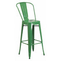 30" High Green Metal Indoor-Outdoor Barstool