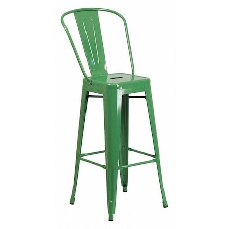 30" High Green Metal Indoor-Outdoor Barstool