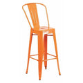 30" High Orange Metal Indoor-Outdoor Barstool