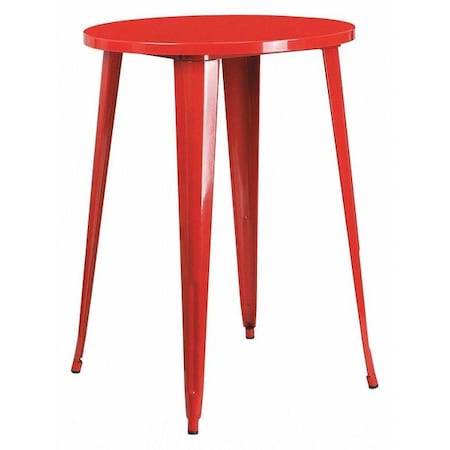 Round 30" L, 30" W, 41" H, Metal Top, Red