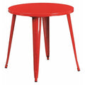 Round Red Metal Table, 30RD, 30" W, 30" L, 29.5" H, Metal Top, Red