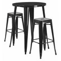 Round 30" W, 30" L, 41" H, Metal, Black