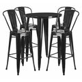 Round Black Metal Bar Set, 30RD, 30" W, 30" L, 41" H, Metal, Black