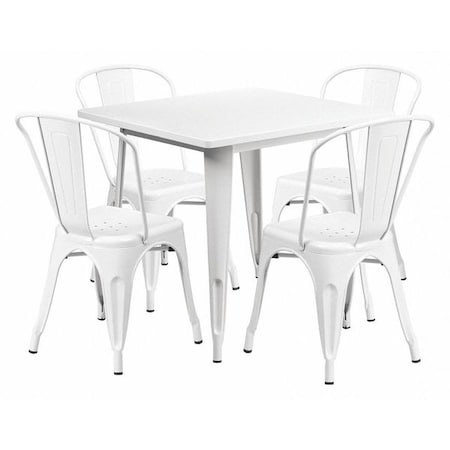Square 31.5" W, 31.5" L, 29.5" H, Metal, White