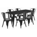 Rectangle Black Metal Table Set, 31-1/2"X63", 31.5" W, 63" L, 29.5" H, Metal, Black