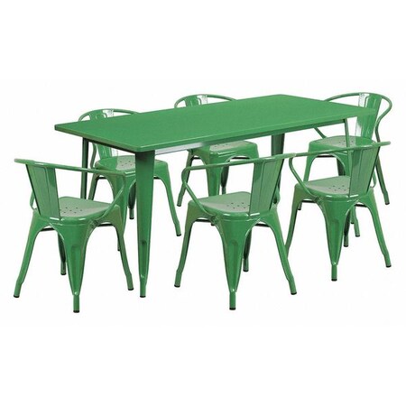 Rectangle 31.5"" W, 63"" L, 29.5"" H, Metal, Green