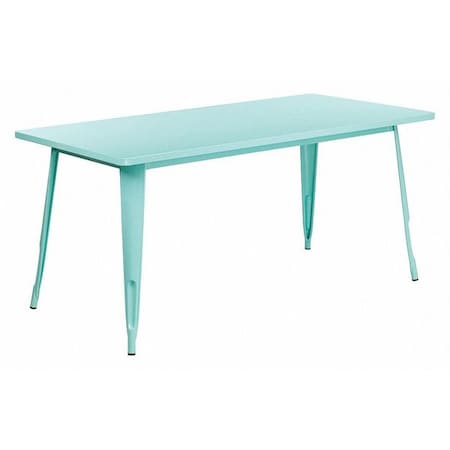 Rectangle Mint Green Metal Table, 31-1/2"X63", 31.5" W, 63" L, 29.5" H, Metal, Green
