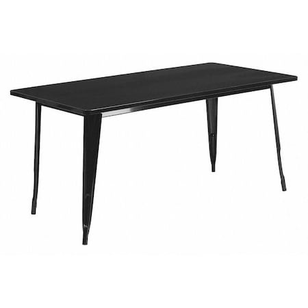 Rectangle Red Metal Table Set, 31.5SQ, 31.5" W, 63" L, 29.5" H, Metal, Black