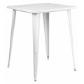 Square 33.25" L, 33.25" W, 40.75" H, Metal Top, White