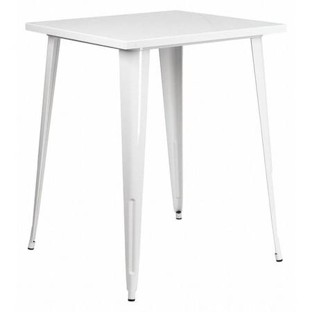 Square 33.25" L, 33.25" W, 40.75" H, Metal Top, White