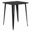 Square 33.25" L, 33.25" W, 40.75" H, Metal Top, Black