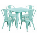 Square 31.5" W, 31.5" L, 29.5" H, Metal, Green
