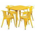 Square 31.5" W, 31.5" L, 29.5" H, Metal, Yellow