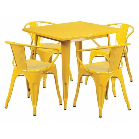 Square 31.5" W, 31.5" L, 29.5" H, Metal, Yellow