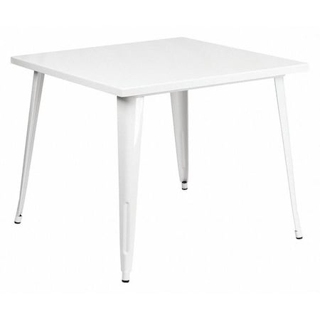 Square 35.5" W, 35.5" L, 29.75" H, Metal Top, White