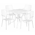 35.5" Square White Steel Table w/ 4 Chairs
