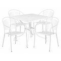 35.5" Square White Steel Table w/ 4 Chairs