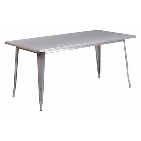 Rectangle Silver Metal Table, 31-1/2"X63", 31.5" W, 63" L, 29.5" H, Metal, Grey