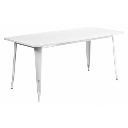 Rectangle White Metal Table, 31-1/2"X63", 31.5" W, 63" L, 29.5" H, Metal, White