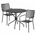 35.25" Round Black Steel Table with 2 Chairs