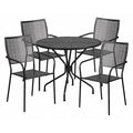 35.25" Round Black Steel Table with 4 Chairs