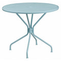 35.25" RD Sky Blue Steel Patio Table-Umbrella Hole