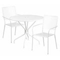 35.25" Round White Steel Table with 2 Chairs