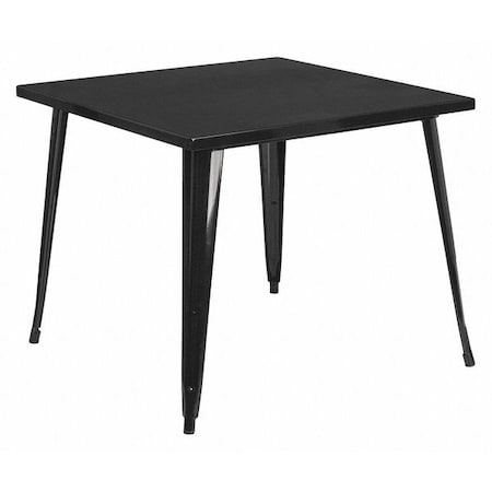 Square 35.5" W, 35.5" L, 29.75" H, Galvanized Steel, Rubber Top, Black