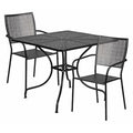 35.5" Square Black Steel Table w/ 2 Chairs
