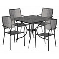 35.5" Square Black Steel Table w/ 4 Chairs