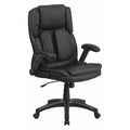 Contemporary Chair Black High Back Exec Chair, Adjustable Arms, 19-3/4" to 22-1/2" Height, Metal