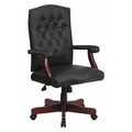 Executive Chair Fixed Arms, 19-1/2" to 23" Height, Metal, Black LeatherSoft