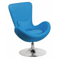 Egg Side Reception Chair, Aqua Fabric Seat, 30 W 30" L 38 H, Integrated Curved