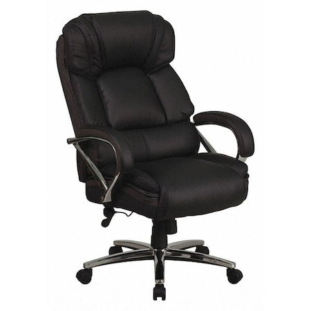 Hercules Office Chair, Black Back, 27-1/2 in W 32" L 46" H, Padded, Leather Seat