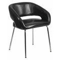 Fusion Side Reception Chair, Black Back, 23-1/2 in W 21-3/4" L 28-3/4" H, Leather Seat