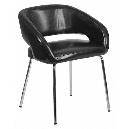 Fusion Side Reception Chair, Black Back, 23-1/2 in W 21-3/4" L 28-3/4" H, Leather Seat