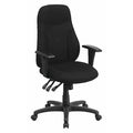 Fabric Task Chair, 16-3/4" to 20-1/2", Adjustable Arms, Black
