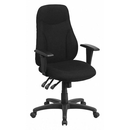 Fabric Task Chair, 16-3/4" to 20-1/2", Adjustable Arms, Black
