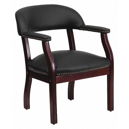 Traditional Luxurious Conference Chair, Black Back, 24 in W 27" L 31-1/2" H, Upholstered Straight