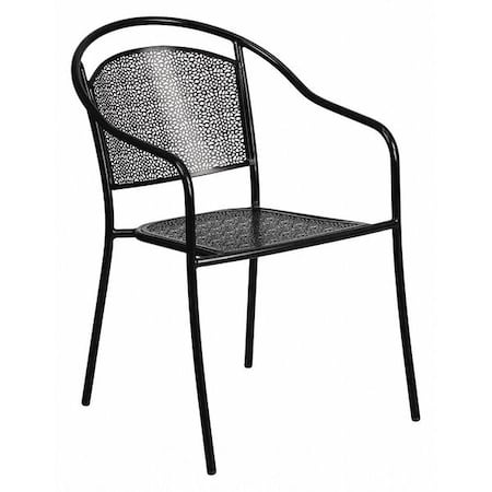 Black Steel Patio Arm Chair with Round Back