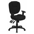 Polypropylene Contemporary Chair, 18-1/4" to 21-1/2", Adjustable Arms, Black Fabric