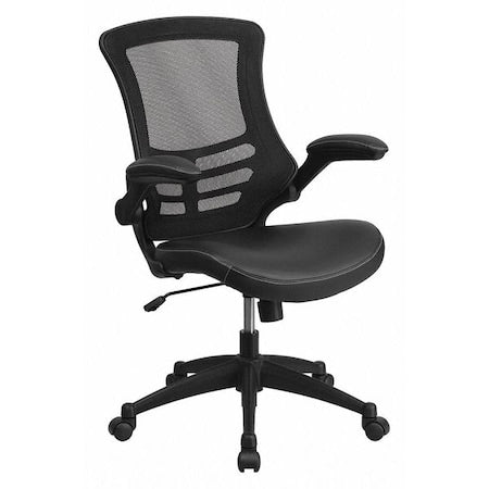 Mesh Contemporary Chair, 17-1/4" to 20-3/4", Adjustable Arms, Black LeatherSoft/Mesh