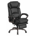 Contemporary Chair Black Reclining Exec Chair, Fixed Arms, 20" to 24" Height, Leather, Black