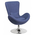 Egg Side Reception Chair, Blue Fabric Seat, Blue Back, 30 W 30" L 38 H, Integrated Curved