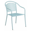 Sky Blue Steel Patio Arm Chair with Round Back