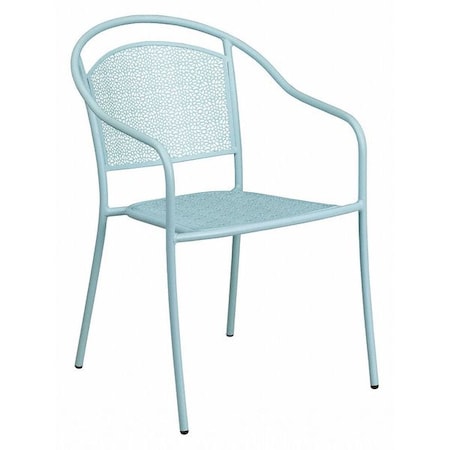 Sky Blue Steel Patio Arm Chair with Round Back