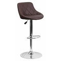Brown Vinyl Barstool, Adj Height, Seat Height Range: 23" to 32"
