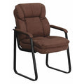 Contemporary Executive Side Reception Chair, Brown Back, 24 in W 26" L 36" H, Curved Padded