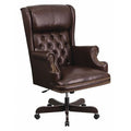 Executive Chair Fixed Arms, 18-1/2" to 21" Height, Leather, Brown