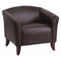 Hercules Imperial Chair, Brown Back, 33-1/2 in W 31" L 29" H, Sloping, Leather Seat